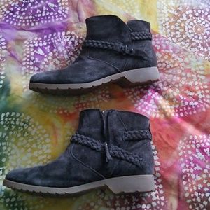 Dark grey charcoal teva booties